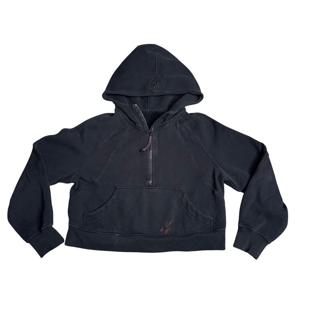 Lululemon Scuba Oversized‎ Half-Zip Hoodie Women XS/S Black Fair Stained LW3DM4S